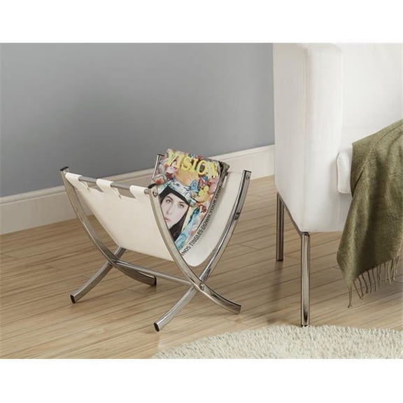 Monarch Specialties Magazine Rack, Holder, Storage, Bathroom, Office, Bedroom, White Leather Look