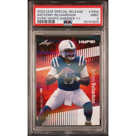 PSA 9 Anthony Richardson 2023 Leaf Hype! #100A White Shimmer 1/1 Rookie Card