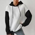 thumbnail image 2 of Sweatshirts for Women Fall Comfy Hooded Long Sleeve Batwing One Shoulder Drawstring Colorblock Hoodie Cotton Hoodie(White,L), 2 of 4