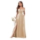 thumbnail image 1 of Vestido de dama de honor Sukleet Champagne con hombros descubiertos y chifón, 1 of 7
