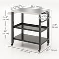 thumbnail image 2 of Outdoor BBQ Grill Cart with Stainless Steel Top, 3-Tier Mobile Kitchen Bar Cart with Wheels, Spice Rack & Hooks, 39" L x 19.7" W x 33.9" H Black Prep Table for Patio & Backyard, 2 of 7