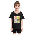 thumbnail image 1 of Chemises Filles Mode Personnalité Imprimé Col Rond Manches Courtes Tee Été Décontracté Ample Hauts Filles Noir 4 Ans-6 Ans, 1 of 5