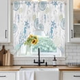 thumbnail image 4 of Coastal Blue Kitchen Window Curtains, Swag Curtains Valance for Bedroom Living Room Bathroom, Ocean Coral Starfish Jellyfish Seahorse Rod Pocket Window Treatment Curtain Block Drapes 2 Panels 28"x36", 4 of 9