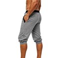 thumbnail image 4 of Men's 3/4 Jogger Cotton Capri Pants Workout Gym Below Knee Long Shorts with Pockets Jogger Sweatpant Capris for Men Size 2XL Gray, 4 of 5