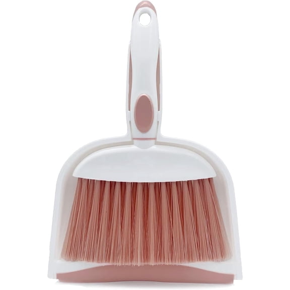 Small Broom and Dustpan Set,Dust Pan and Brush Set,Broom and Dustpan,for Cleaning Table Crumbs, Kitchen Counters, Small Pets' Living Environments etc Hand Broom and Dustpan Set (Pink)