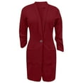 thumbnail image 5 of YYDGH Women's Casual Long Blazers Long Sleeve Lapel Oversized Suit Jacket Elegant Work Office Blazer Jackets Wine Red L, 5 of 5