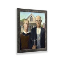 American Gothic by Grant Wood. World Famous Wall Art Collection, Framed American Gothic Print for Your Living Room or Den, 11x14, 2461BW