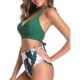 thumbnail image 4 of Traje de baño de bikini vintage para mujer, conjunto de dos piezas de cintura alta con volantes y pantalones de bikini con volantes y cordones, en combinación con traje de baño 3/4, 4 of 6