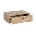 thumbnail image 4 of Kate and Laurel Mirza Transitional Carved Wood Floating Side Table, 18 x 12 x 6, Natural Wood, Mounted Solid Wood Wall Shelf with Drawer for Storage, 4 of 11