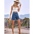 thumbnail image 4 of Womens Jean Shorts for Denim Casual Summer Mid Waist Frayed Stretchy Ripped L, 4 of 8