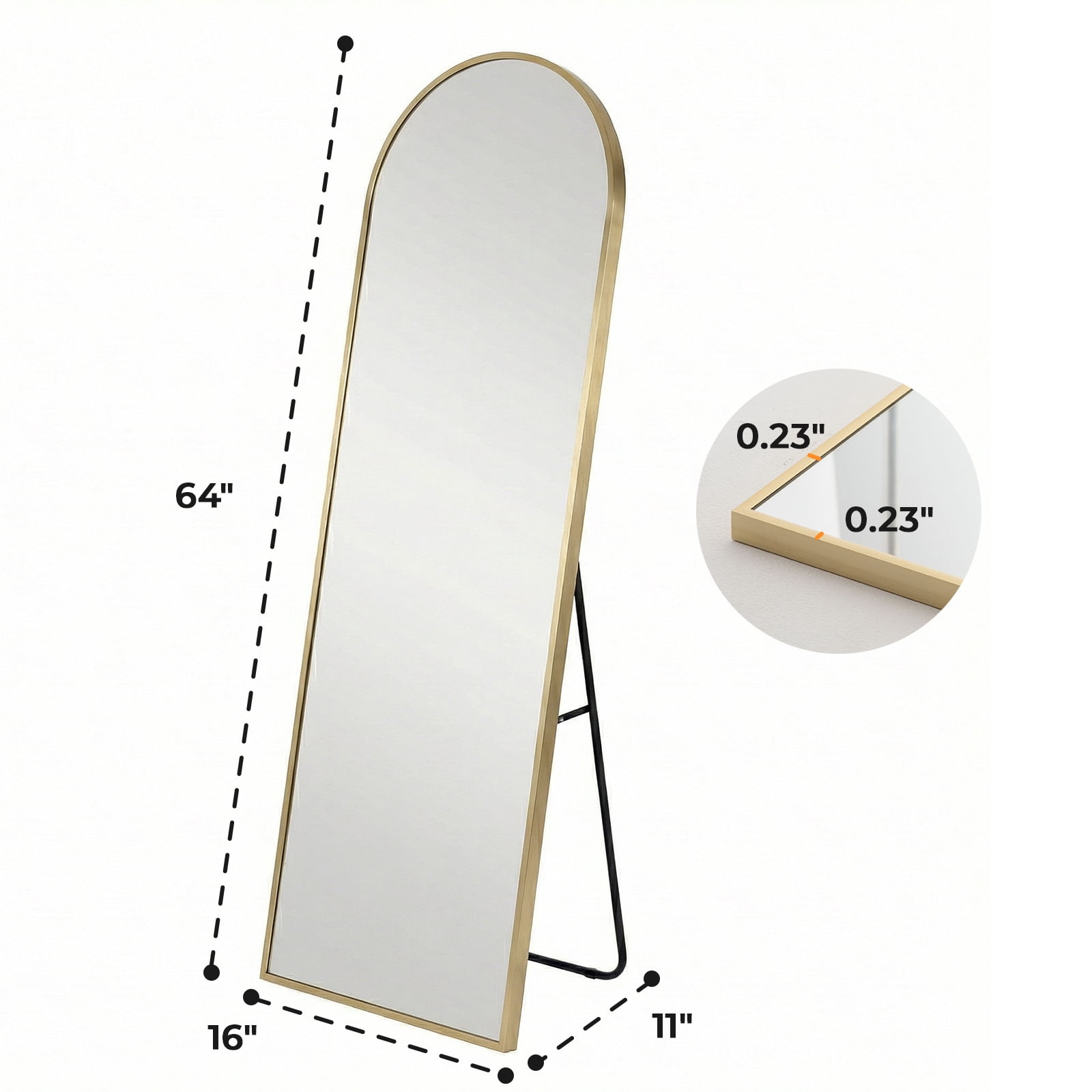 Alvantor 59"/64"/71" Full Length Mirror Floor Standing, Anti-Rust Aluminum Frame, Arch/Rectangle, Black/Gold