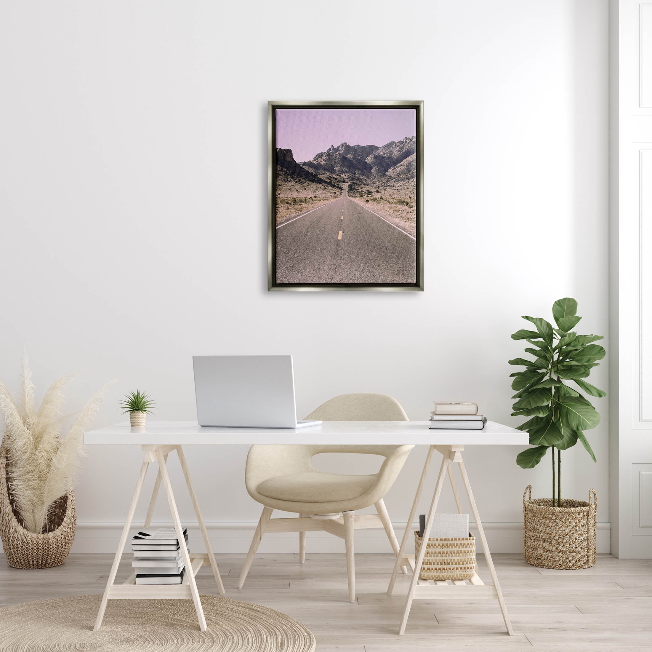 Stupell Industries Endless Desert Canyon Road Purple Sky Photograph Luster Gray Floating Framed Canvas Print Wall Art, Design by Nathan Larson