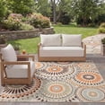 thumbnail image 2 of SAFAVIEH Veranda Petra Geometric Indoor/Outdoor Area Rug, 5'3" x 5'3" Square, Cream/Chocolate, 2 of 9