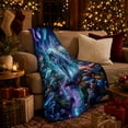 thumbnail image 3 of Celestial Forest Wolf Butterfly Wings Mystical Fantasy Art, Mystical Woodland Scene, Warm Flannel Blanket for Cabin and Lodge, Garden Lovers Housewarming Gift, Fantasy Home Decor, 3 of 9