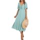 thumbnail image 1 of ZHAOCHENG Vestido de verano para mujer 2024, informal, de manga corta, con lazo, escote en V, con volantes, midi, holgado, 1 of 3