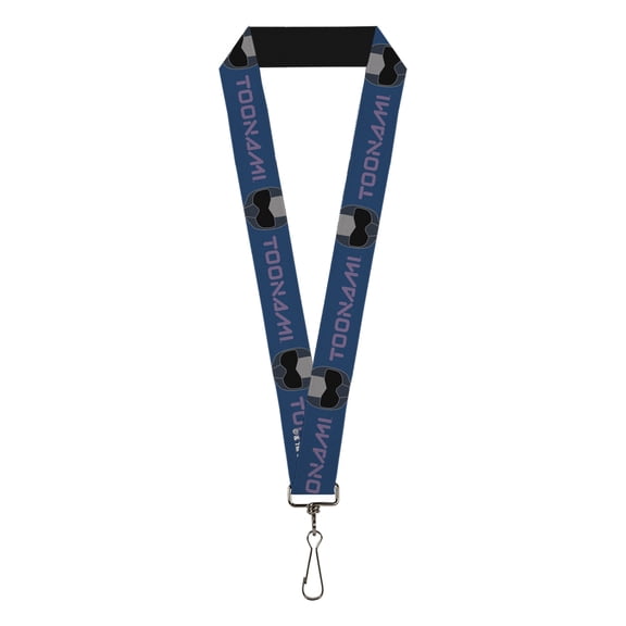 Cartoon Network Lanyard, Toonami Title Logo and Robot Tom Head Blue Purple Grays, Elastic