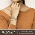 thumbnail image 6 of JeenMata 11 TCW December Blue Topaz - Oval Cut Birthstone Tennis Bracelet for Women in Eternity Design - White Gold Plating, Female, Adult, 6 of 9