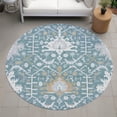 thumbnail image 3 of Addison Rugs Chantille Indoor/Outdoor Traditional Global Teal Machine Washable Round Rug, 8' x 8', 3 of 8
