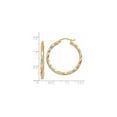 thumbnail image 4 of 14k Tri-Color Gold Twisted Hoop Earrings for Women, Yellow Rose Rhodium Medium Hoops, Lightweight Fashion Jewelry for Everyday or Formal Wear, 4 of 6