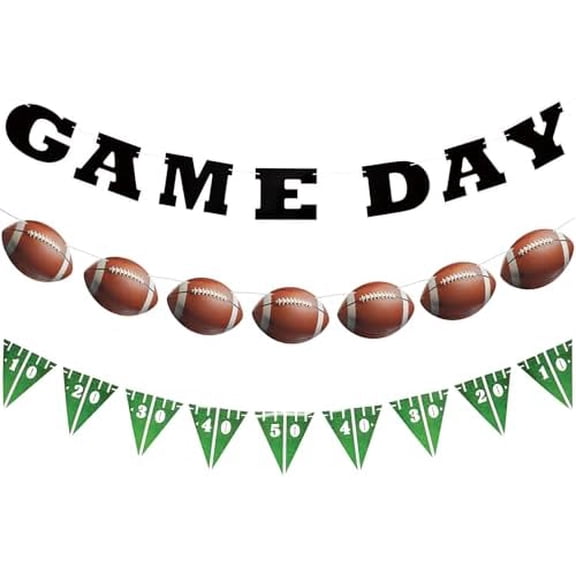 Pre-Strung Football Game Day Party Decorations, Banner and Pennant Set with Game-Day Design, Football Party Decoration. Ready To Display, No DIY!$$Electronics Accessories