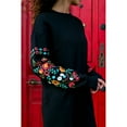 thumbnail image 2 of Jumper Dress for Women Ladies Elegant Casual Mini Dress Black Long Sleeve Loose Midi Dress Plus Size Tunic Dress Floral Embroidery Autumn Winter Sweatshirt Dresses, 2 of 7