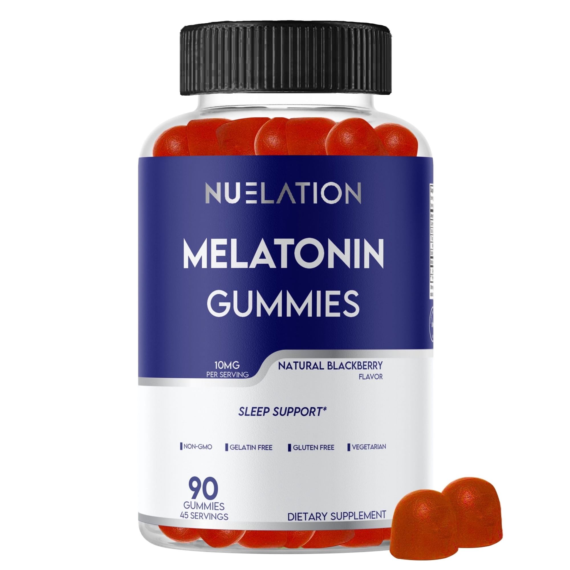NUELATION 10mg Melatonin Gummies 45 Days Supply. Melatonin Gummies for Adults. Gelatin-Free, Vegetarian. Support Sleep, Relaxation, Focus