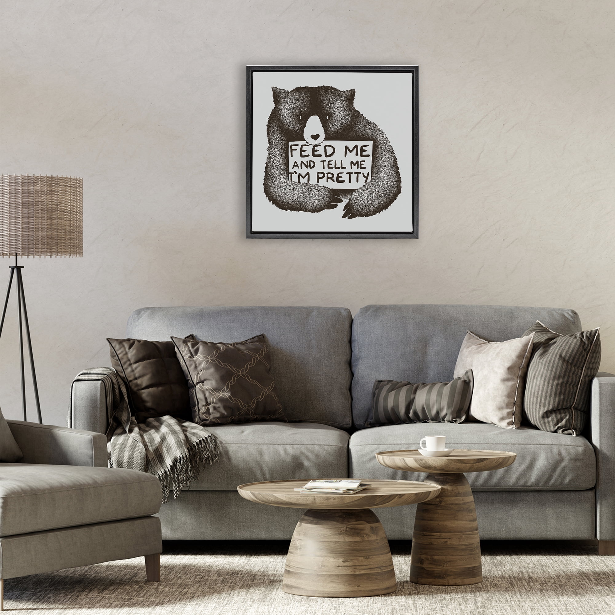 Stupell Industries Feed & Tell Me I'm Pretty Black Framed Floater Canvas Wall Art, design by Tobe Fonseca