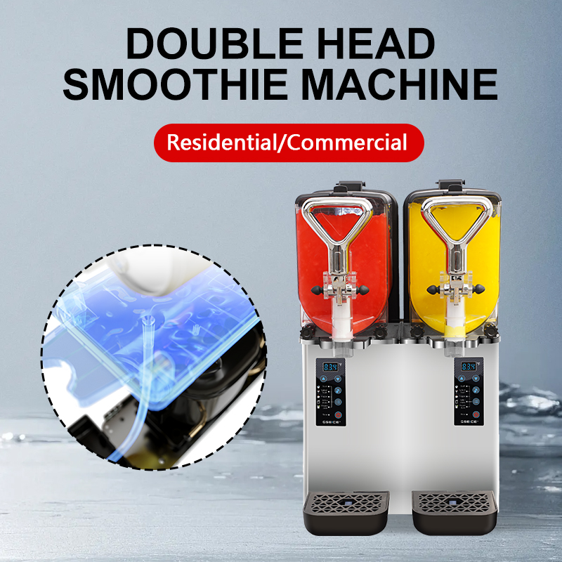 GSEICE 2Tank 1.6 Gal Commercial Slushie Machine for Bar Restaurant, Slushy Machine for Slush Margaritas Daiquiri and Frozen Drinks, 110V Stainless Steel Frozen Drink Maker for Home, Outdoor Parties