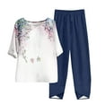 thumbnail image 2 of Gyedtr Women's Capris Pajama Sets Plus Size Sleepwear Top with Capris Pants 2 Piece Loungewear Set S-4XL Floral Linen Set, 2 of 5