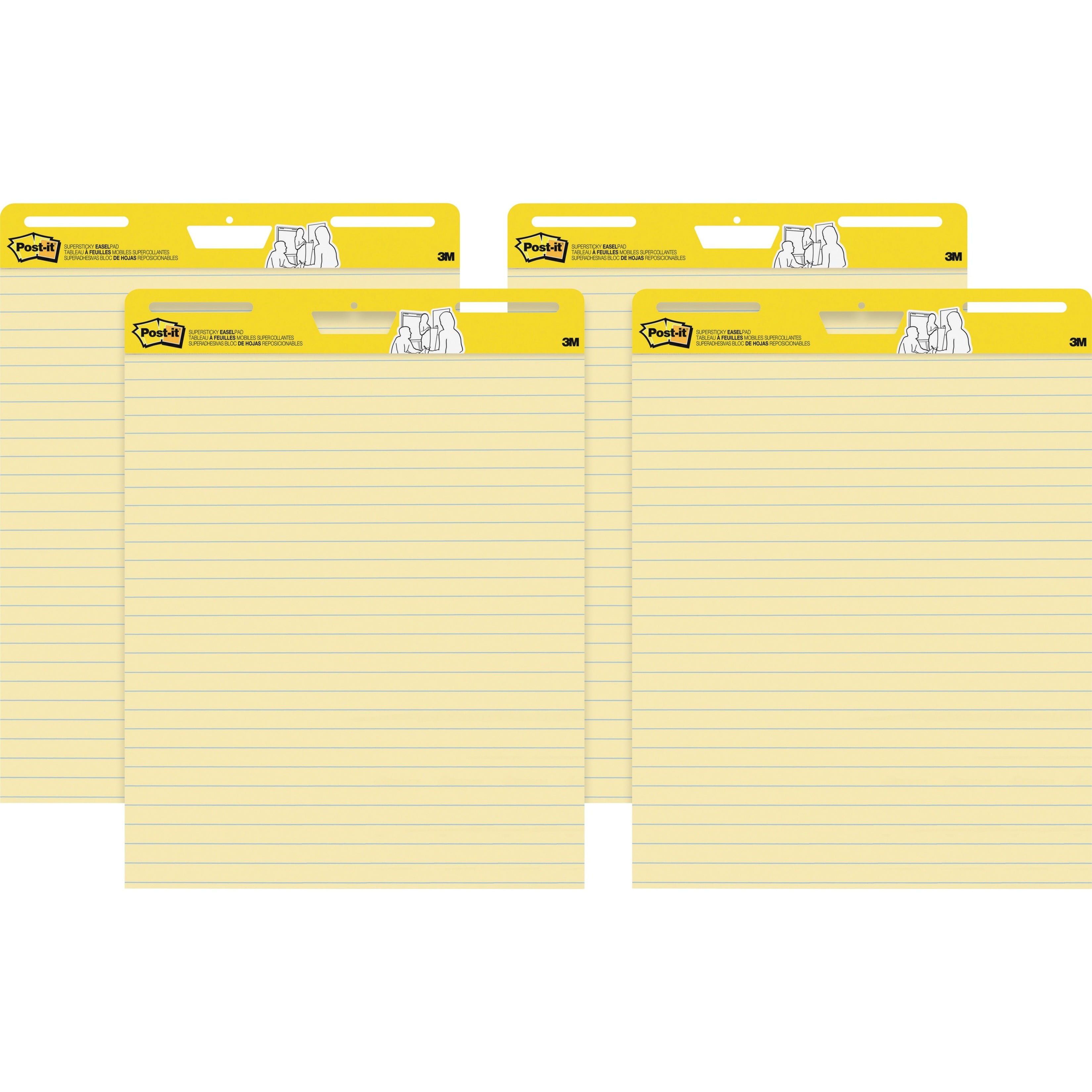 Postit SelfStick Easel Pads, 25" x 30", Yellow Ruled, 30Sheets/Pad