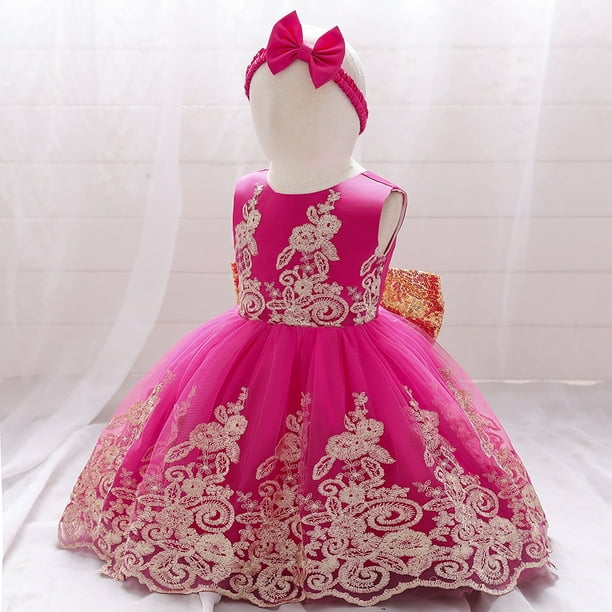 Vestido de novia para bebé, vestido de princesa para niña, vestido de princesa de encaje esponjoso con lazo para niña