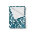 thumbnail image 2 of Paisley Soft Flannel Fleece Throw Blanket, Antique Floral Ornamental Retro Swirled Pattern, Cozy Plush for Indoor and Outdoor Use, 70" x 90", Pale Blue Teal and Aqua, by Ambesonne, 2 of 6