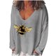 thumbnail image 1 of Camiseta de manga larga suelta con cuello en V y estampado informal a la moda para mujer Fridja  hj4006, 1 of 5