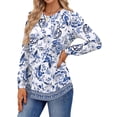 thumbnail image 4 of Fantaslook Womens Long Sleeve Shirts Fall Tunic Tops Casual Crewneck Floral Blouses, 4 of 9