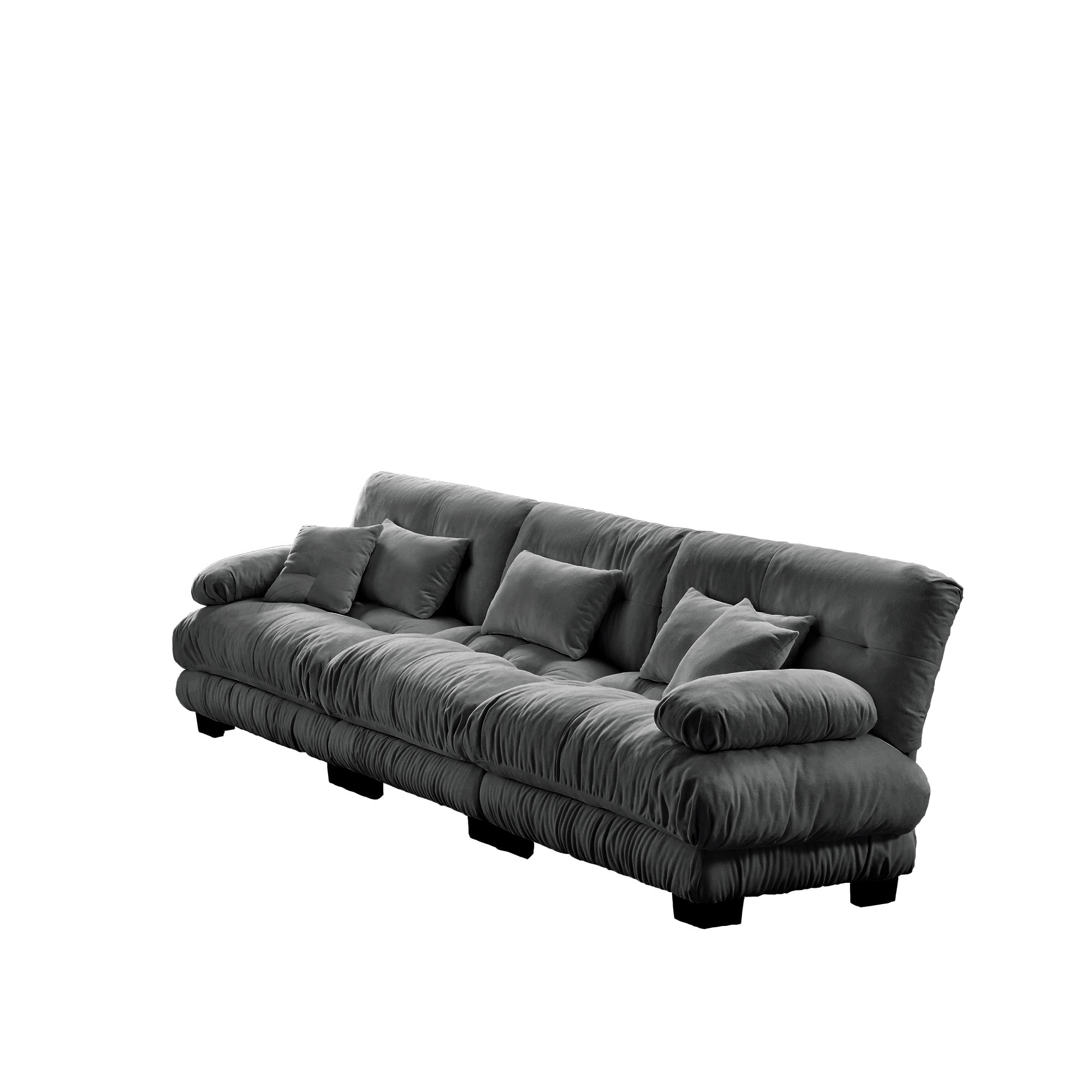 Gewnee Gray Chenille Cloud Couch 2 Seater Sofa with 2 Lumbar pillows 2 - Seat sofa for Living Room