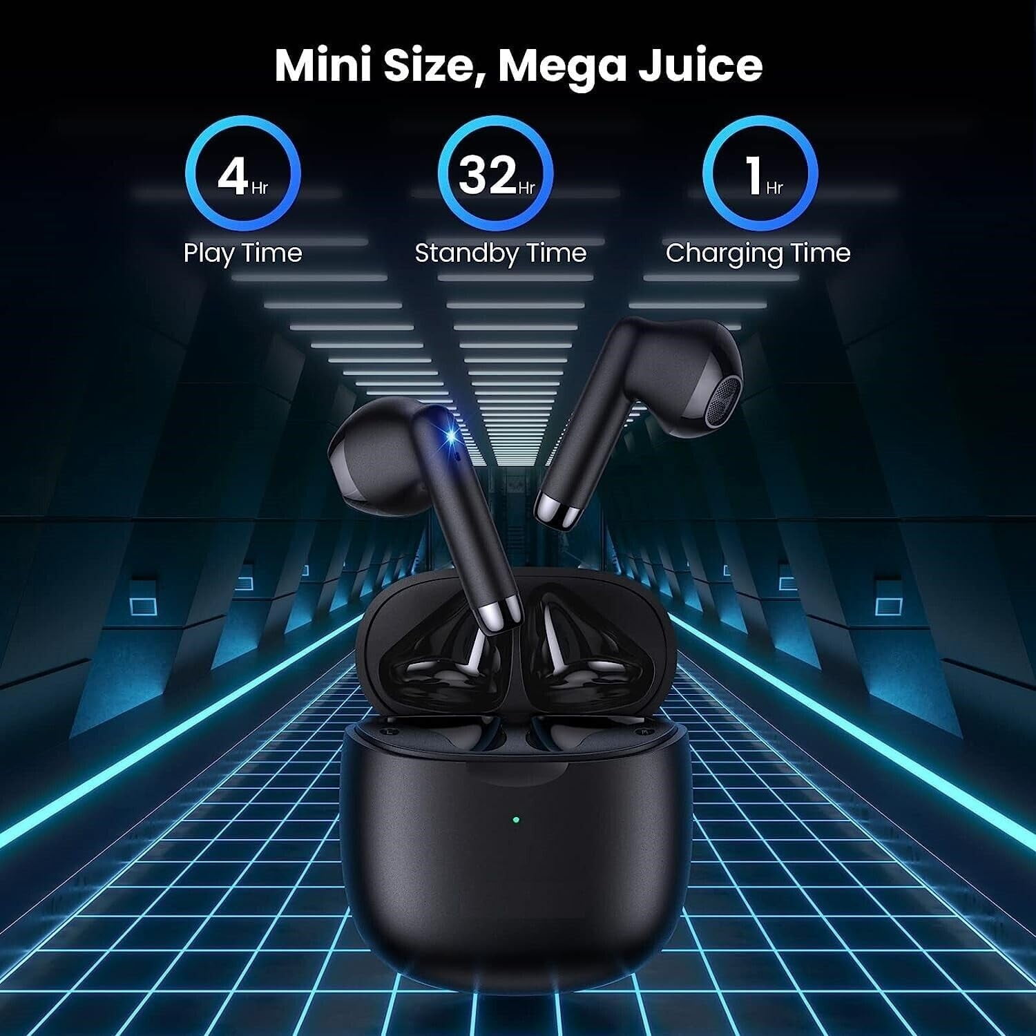 Wireless Earbuds Headphones for Motorola Edge (2021) Bluetooth 5.3 in-Ear Earphones Headset with Mic and Touch Control TWS Earbuds with Charging Case - Black