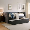 thumbnail image 7 of Suzo Daybed with Trundle, Gray Flannelette Upholstery, Nailhead Trim, 7 of 7