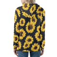thumbnail image 3 of Renewold Black Zip Up Hoodies for Women Size 2XL Golden Sunflowers Print Jacket Premium Fabric Soft Wrinkle-Resistant Tops Casual Fall Sweatshirts with Pocket, 3 of 5