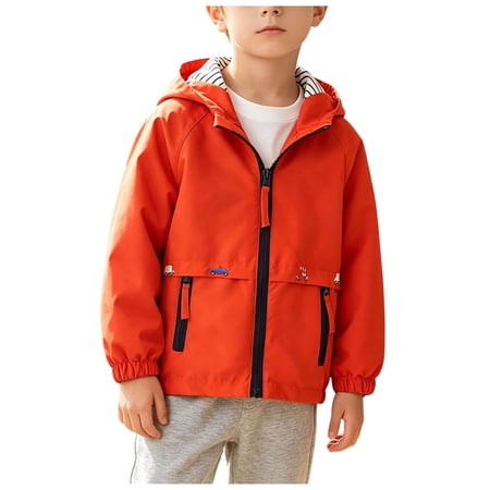 Leey-World Toddler Jacket Casual Outerwear Kids Lightweight Zip Hooded Jacket Baby Cute Dust Coat(Red 3-4 Years)
