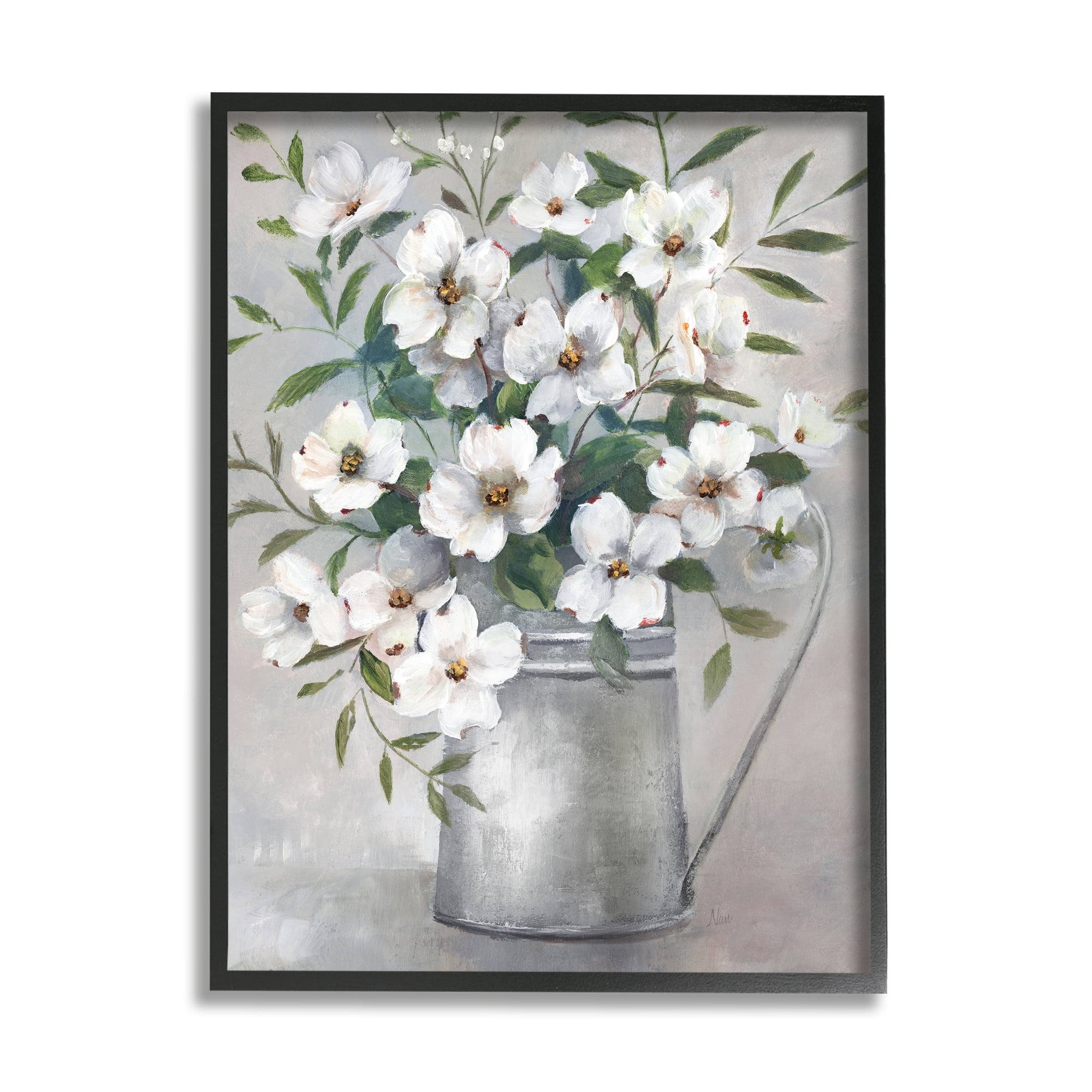 Stupell Industries Farmhouse Dogwood Floral Garden Botanical & Floral Painting White Framed Art Print Wall Art