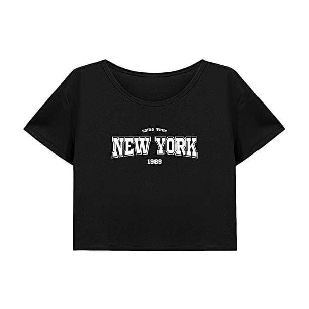Camiseta corta de verano ligera con cuello redondo para mujer para oficina, camping, regalo para mujer SG
