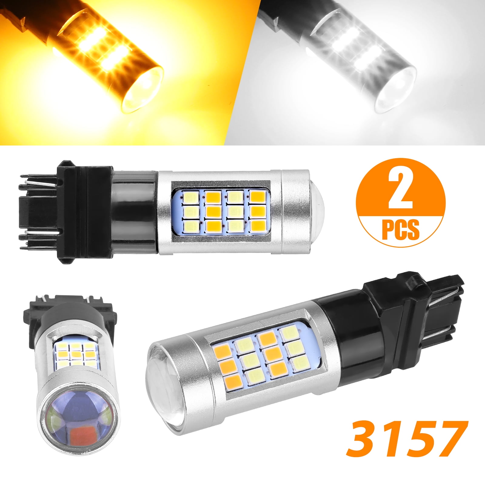 CREE 3157 4157NA LED Dual Color Switchback White Amber Turn Signal Lights AUXITO