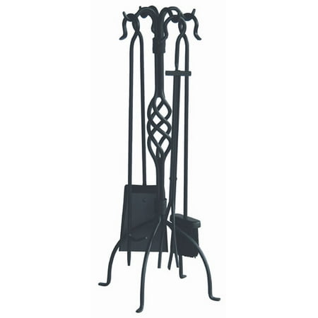 Uniflame Wrought Iron Fireplace Tool Set Black Finish