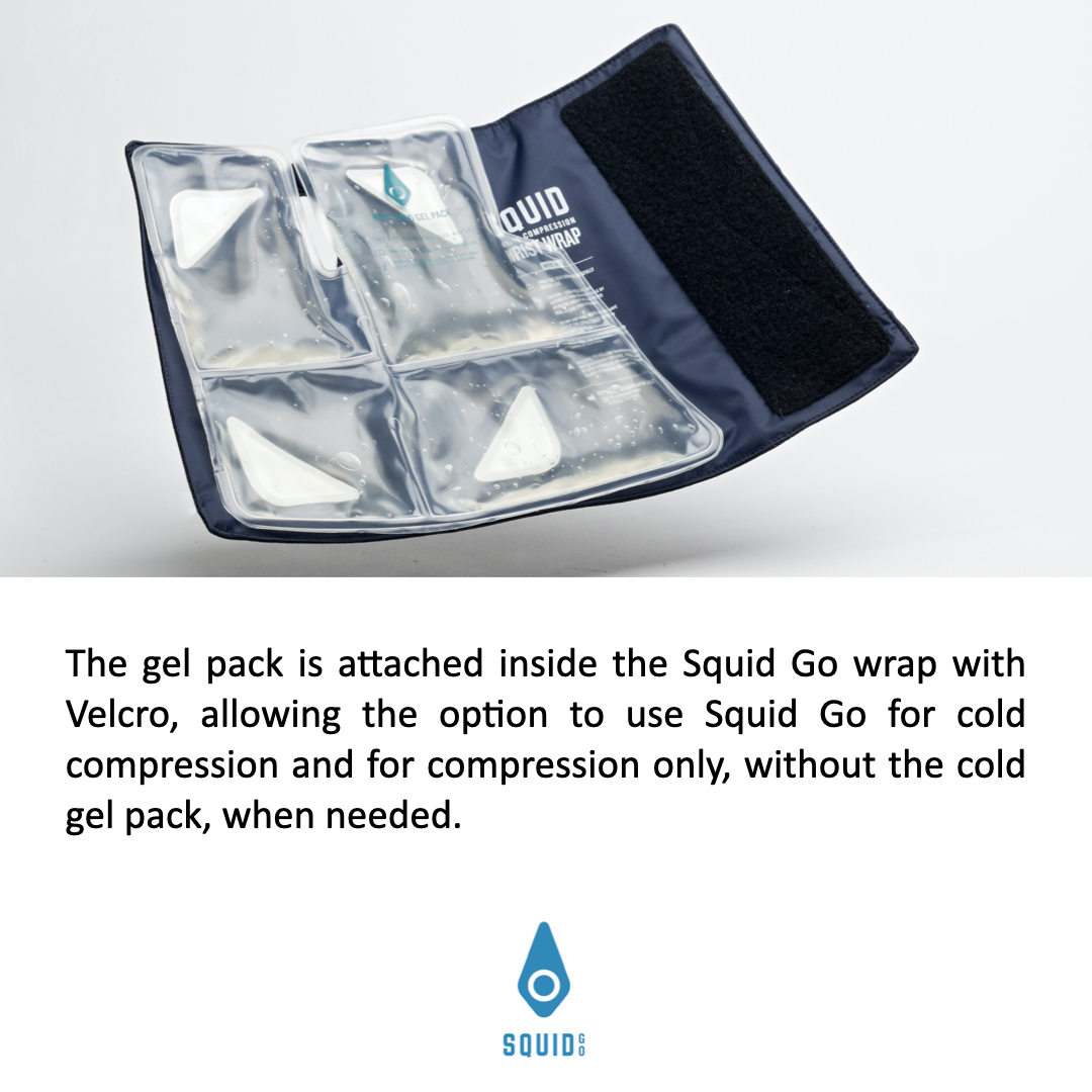 Squid Go Wrist Cold Compression System / Ice Cold Compress for Wrist Injury, Surgery, Arthritis, Pain.  Includes: Wrist Wrap, Wrist Cold Gel Pack and Squid Pump