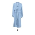 thumbnail image 2 of Minnieouse Ropa de dormir de estilo informal con abertura frontal de primavera para mujer, de dormir de manga larga Simple para niñas, ropa Vestidos Azul S, 2 of 6