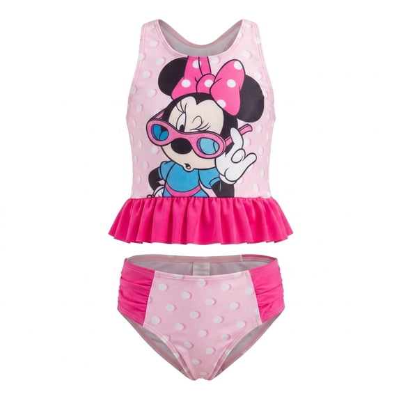 Disney Minnie Mouse Toddler Girls Racerback Tankini Top and Bikini Bottom Swim Set Infant to Little Kid