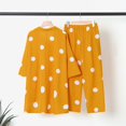 thumbnail image 5 of Baqcunre Women's Polka Dot Suit V-Neck Nine-Point Sleeve T-Shirt Nine-Point Pants Two-Piece Set,Color Yellow,Size S-XXL, 5 of 9