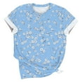 thumbnail image 4 of Sakmal T Shirts For Women Crew Neck Floral Short Sleeve Oversized Casual Loose Womens Summer Outfits, 4 of 5