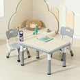 thumbnail image 7 of Kids Table and Chairs, Height-Adjustable Toddler Table and Chair Set with 31.5''Lx23.6''W Graffiti Desktop, Table Chair for Ages 3-8, Childrens Table and Chair Set for Daycare with 2 Chairs, Grey, 7 of 7