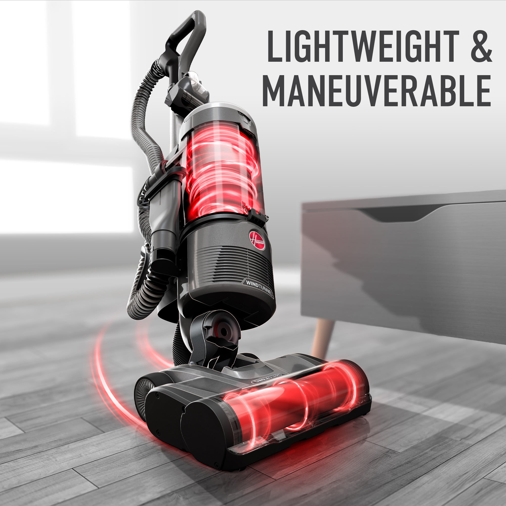 Hoover Windtunnel Swivel Pet Bagless Upright Vacuum, Pet Friendly, Above Floor Cleaning, Swivel Steering, Prevents Hair Wrap, UH77310V, Gray